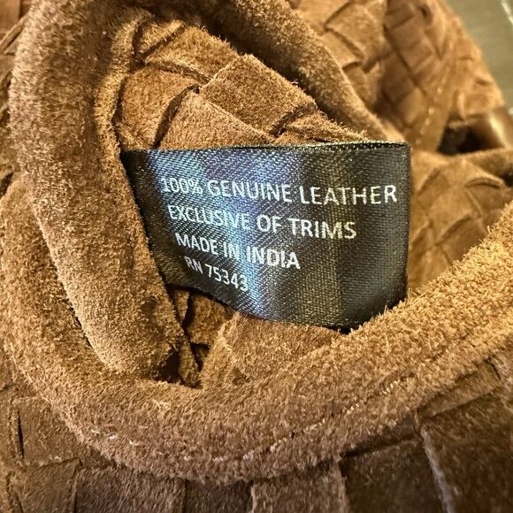 Brown Suede Leather Hobo Shoulder Bag Boho - Picture 9 of 9